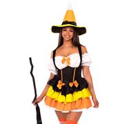 YILEEGOO Halloween Women’s Candy Corn Witch Cosplay Costume 2 Pcs Outfit (Black, M)