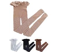 YILEEGOO Little Girls Thin Rhinestone Fishnet Sparkle Tights Toddler Kids Glitter Stockings Footed Net Leggings Pantyhose (4 Pairs(Black+Brown+Beige+White), 2-7 Years)