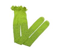 YILEEGOO Little Girls Thin Rhinestone Fishnet Sparkle Tights Toddler Kids Glitter Stockings Footed Net Leggings Pantyhose (Neon Yellow, 2-7 Years)