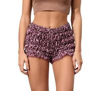 YILEEGOO Women Cute Ruffle Lace Trim Lounge Shorts Leopard Print Y2k Sexy Boy Shorts Elastic Pajama Bottoms Sleep Shorts Fairy Sweet Pettipants (Dark Brown, L)