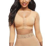 YILEEGOO Women 's Shapewear 3/4 Sleeve Arm Shaper Front Closure Compression Bra Post Surgery Posture Corrector Tank Top (Beige, 4X-Large)