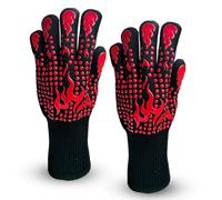 Yilgviza BBQ Oven Gloves, 1472℉/800 ℃ Silicone Grilling Gloves Heat Resistant Non-Slip Cooking Gloves for Barbecue, Cooking, Baking, Cutting (Red)