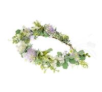 Yili Maizi Artificial Baby Breath Green Headpiece Bridal Flower Crown Eucalyptus Halo Wedding Leaf Floral Crown Headband Photo Prop (01 Light purple Leaf)