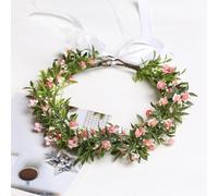 Yili Maizi Babys Breath Girl Pink Flower Crown Artificial Floral Headband Headpieces Headband Hair Wreath Accessories Photo Prop