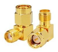 YILIANDUO Pack of 2 RF Antenna Adapter SMA Male to SMA Female 90 Degree Right Angle Gold-Plated Connector for 2G 3G 4G LTE Antenna Goggles Hsdpa Huawei UMTS Mobile Broadband