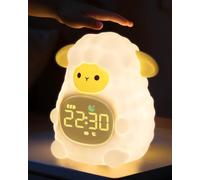 Yiliaw Alarm Clock with Night Light for Kids, Sleep Training Clock with Sound Machine, Rechargeable Silicone OK to Wake Clock，Cute Animal Tabletop Lamp, Perfect Sleep Companion for Boys Girls, Sheep