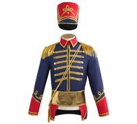 Yililay L Prince Charming Costume for Men, European Soldier Christmas Outfit with Tops, Belt, Hat for Cosplay Officer Stage Performance