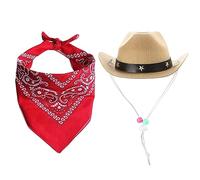 Yililay Pet Cowboy Halloween Costume, Funny Cat Cowboy Hat and Bandana Scarf West Cowboy Accessories for Puppy Pet Dog Cat,Style 2