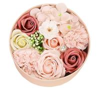 Yililay Soap Flowers Gift Box Romantic Roses Soap Flowers Box with Greeting Card Round Bath Flowers Box Beautiful Gift for Women Valentines Anniversary Day StyleA, Flower Box
