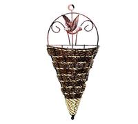 Yililay Wall Hanging Planter Woven Flower Basket Wall Cone Shaped Planter Wicker Rattan Woven Flower Pot Outdoor Balcony Plant Pot,Brown