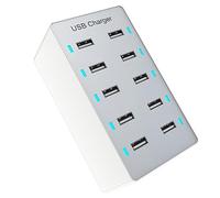 yilin 1 PCS 50W USB Multiport Charger Fast Charge Charger Hub 10 Port Fast Charge Charger Charging Desktop Dock Charger White (UK)