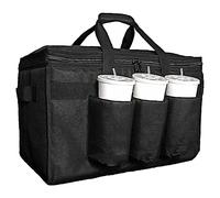yilin 1 PCS Food Delivery Bag 600D Oxford Cloth with Cup Holders/Drink Carriers Great for Beverages, Grocery, Pizza, Commercial Quality Hot and Cold