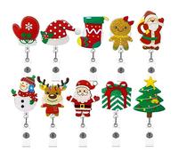 yilin 10 Piece Christmas Badge Reel Felt Badge Holder Multicolor Acrylic for Nurse Teacher Doctor Women Men Office Stocking Stuffer Ornament Gifts