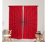 Yilinata Superhero Window Curtains for Kids Boys Girls Red Spider Web Baby Living Room Bedroom Nursery Toddler Home Rod Pocket Drapes Party Decor Durable Fabric 82 in x 84 in