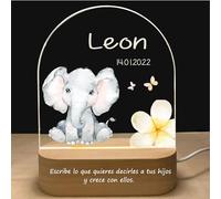 YiLingYiJiu Personalised Baby Night Lights,Night Light for Kids with Name,Customised Night Light Gifts for Girl,Boy,Newborn,Christening,Birthday-Children's Decorative Personalised Gift (Elefante_29)