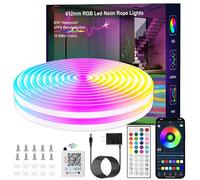 YILINM - 16.4ft Neon Strip Lights, RGB LED Lights, App Control, IR Remote Control, Music Sync, Outdoor IP67 Waterproof, LED Lights