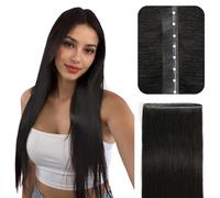 YILITE Butterfly Weft Human Hair Extensions Natural Black Butterfly Weft Hair Extensions 20 inch Lightweight Ovo Genius And Pu Double Drawn Glueless Invisible Straight Weave #1b 14 Inch 50g/Pack