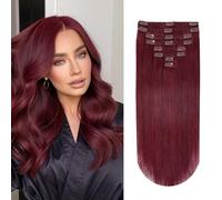 YILITE Clip in Extensions Real Human Hair 14 Inch #99J Burgundy Human Hair | Wine Red Clip in Hair Extension,Lightweight Invisible Clips,Easy Apply,Natural Shine,Full Ends,Adding Length And Volume 110g