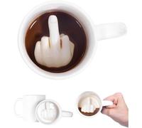 YILIUJIU Middle Finger Mug Up Yours Coffee Mug Funny Novelty Ceramic Tea Cup White Elephant Gift Gag Gift for Valentine Day Birthday Halloween Christmas and New Year