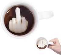 YILIUJIU Middle Finger Mug Up Yours Coffee Mug Funny Novelty Ceramic Tea Cup White Elephant Gift Gag Gift for Valentine Day Birthday Halloween Christmas and New Year