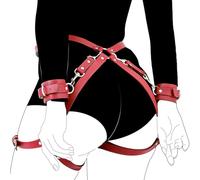 YILIUJIUJIU Sex Bondage BDSM Kit Restraints Set, SM Leather Cortex Sex Cuffs Set Sex harness Fashion Sex Toys for Women with 2 Wrists Cuffs and Thigh Waist Straps,for Women Couple Sex Toys