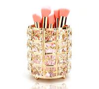 YiliYa Modern Glam Makeup Brush Holder Crystal Cosmetic Brush Holder Organiser Pen Container Desktop Decoration (Gold)
