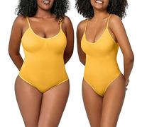 YILKOO Sleeveless Adjustable Women's Bodysuit, Thong Shapewear Bodysuit, Bodysuit Tummy Control for Women(yellow,Medium)