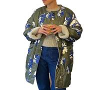 YILKOO Women's Cropped Floral Print Jacket Lightweight Long Sleeve Quilted Jacket Vintage Cardigan for Party Vacation Shopping(style 8,L)