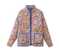 YILKOO Women's Cropped Puffer Jacket Floral Print Cardigan Winter Vintage Jacket Open Front Lightweight Quilted Jacket(style 2,M)