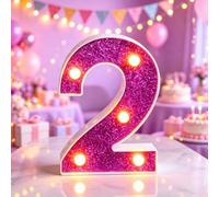 Yilnlg 2 Light Up Numbers, 6.3inch 2nd Birthday Marquee Number Lights Sign | Purple LED Number Light, 2nd Birthday Decoration, Light Up Sign Party Wall Decor, 2nd Wedding Anniversary LED Marquee Light