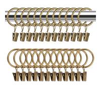 Yilnlg 24 Pack Curtain Rings with Clips Bronze Heavy Duty Metal Curtain Clips with Hooks Brass Curtains Ring 50mm Internal Diameter Curtains Hoops Rod Ring for Window, Door and Shower Hanging