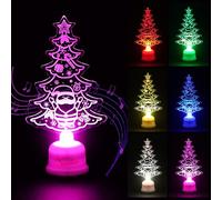 Yilnlg Christmas Tree Mini 15cm, Mini Christmas Tree with Lights, Acrylic Xmas Trees with Music, Xmas Table Trees Ornaments with 6 Colour LED Decoration