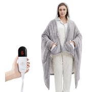 YILOTE Electric Blanket Wearable Throw - Robe With Sleeves and Foot Pockets - 7-Level Heating Auto-Off Blanket for Adults