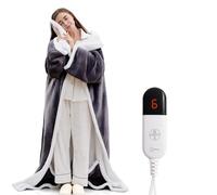 YILOTE Electric Blanket Wearable Throw - Robe with Sleeves and Foot Pockets - 7-Level Heating Auto-Off Blanket for Adults