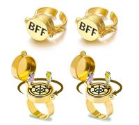 YILUOCD 2/4PCS Bff Ring, Anime Best Friend Aesthetic Spinninng Adjustable Ring for Teen Best Friendship Jewelry Gifts, Non-Precious Metal, No Gemstone