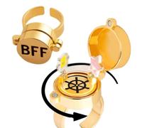 YILUOCD 2pcs Upgraded Best Friend Forever BFF Rings, New Fun Buckle and Battle Rotating Bearing Rings, Cartoon Anime Aesthetical Friendship Jewelry Gift, Metal, Wrap Setting