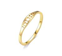YILUOCD Minimalist Stainless Steel Moon Rings, Moon Phase of the Wedding Statement Promise Anniversary Band Ring for Women, 4 UK, Stainless Steel, No Gemstone Black Onyx