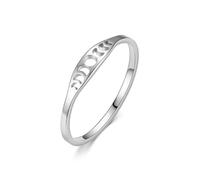 YILUOCD Minimalist Stainless Steel Moon Rings, Moon Phase of the Wedding Statement Promise Anniversary Band Ring for Women, 6 UK, Stainless Steel, No Gemstone Black Onyx