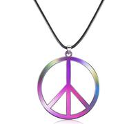 YILUOCD Peace Sign Necklace for Men Women Hippie Personalized Stainless Steel Peace Pendant 1960s 1970s Party Accessories Jewelry, L, Alloy Steel, No Gemstone