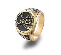 YILUOCD Saint Michael Archangel Saint Miguel Stainless Steel Amulet Protection Defeat Satan Amulet Ring for Men Women, 10, Metal, No Gemstones