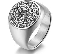 YILUOCD Seal of The Seven Archangels Ring for Men - Stainless Steel Solomon Tetragrammaton Protection Talisman Jewelry, No Gemstone