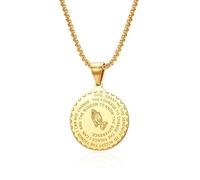 YILUOCD Stainless Steel The Lord's Prayer Necklace, Serenity Prayer Necklace with Praying Hands Coin Pendant for Men Women Gift Jewelry, Metal, No Gemstone