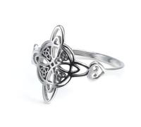 YILUOCD Witch Knot Ring for Women Stainless Steel Heart Shaped Witchcraft Celtic Amulet Geometric Quaternary Celtic Vintage Jewelry Gift, Metal, Wrap