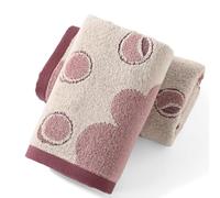 YiLUOMO Floral Bubble Pattern Hand Towel Set of 2 Highly Absorbent Quick Dry 100% Cotton Decorative Hand Towels for Bathroom, Hotels, Travel, Spa 13" X 29"（Brown）
