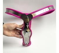 YILUQIFLY Female Chastity Belt - Adjustable Lockable Chastity Cage with Heart-Shaped Lock, Stainless Steel & Food-Grade Silicone BDSM Intimate Restraints (Pink 60-90cm)