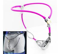 YILUQIFLY Male Chastity cage Bondage Auxiliary Belt with Defecation Hole Stainless Steel Chastity Belts Man Invisible Breathable Bondage Devices BDSM Adult Sex Toys (Pink, 60-90cm)