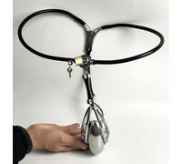 YILUQIFLY Male Chastity cage Bondage Auxiliary Belt with Defecation Hole Stainless Steel Chastity Belts Man Invisible Breathable Bondage Devices BDSM Adult Sex Toys (Black, 60-90cm)