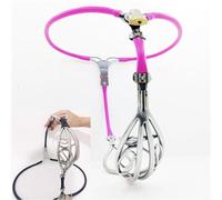 YILUQIFLY Male Invisible Chastity Belt Cage Stainless Steel Sexy Underwear Adjustable Device Hollow Bondage Sex Toy with Hole BDSM (Pink 60-90cm)