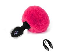 YILUQIFLY Remote Control Short Plush Tail Silicone Vibrating Anal Plug 10 Vibration Modes Three Colors Available Fun Adult Sex Toys Butt Plug Vibrator Men Women Cosplay (Rose)