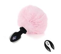 YILUQIFLY Remote Control Short Plush Tail Silicone Vibrating Anal Plug 10 Vibration Modes Three Colors Available Fun Adult Sex Toys Butt Plug Vibrator Men Women Cosplay (Pink)